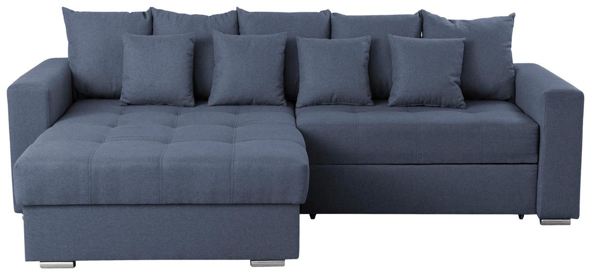 Ecksofa Flavio Blau S: 165x265cm - Blau/Silberfarben, Design, Textil (165/265cm) - MID.YOU