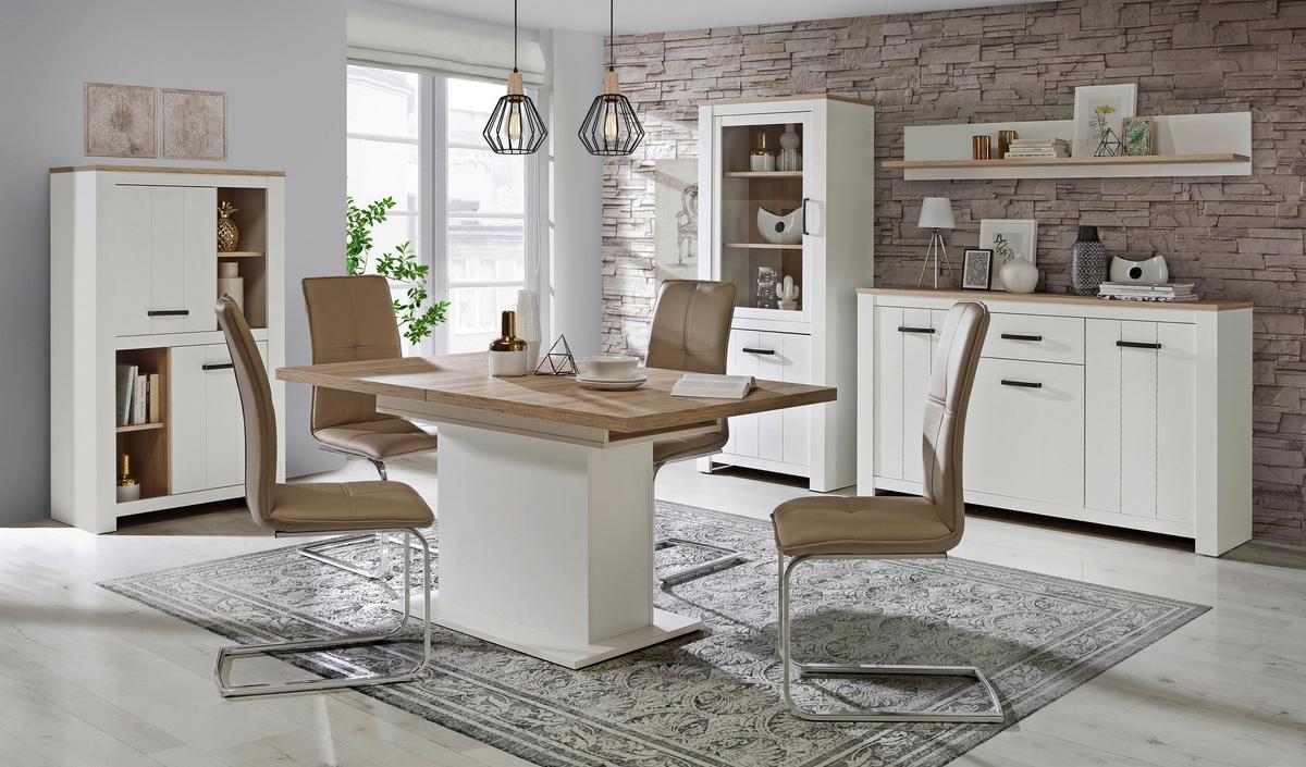 Szekrény Elara - Bianco tölgy/fehér, Modern, műanyag/faalapú anyag (86,7/147,1/42,2cm)