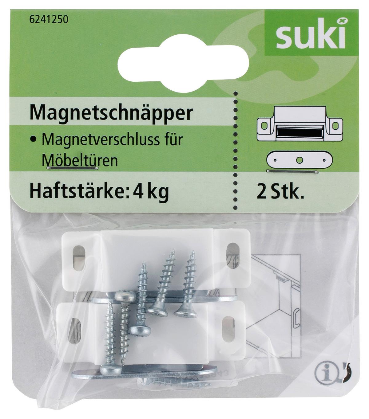 Magnetschäpper Tür Metall Kunststoff 2 Stk Bis 4 Kg - Weiß, Kunststoff/Metall (4,6/1,4/1,4cm) - Suki
