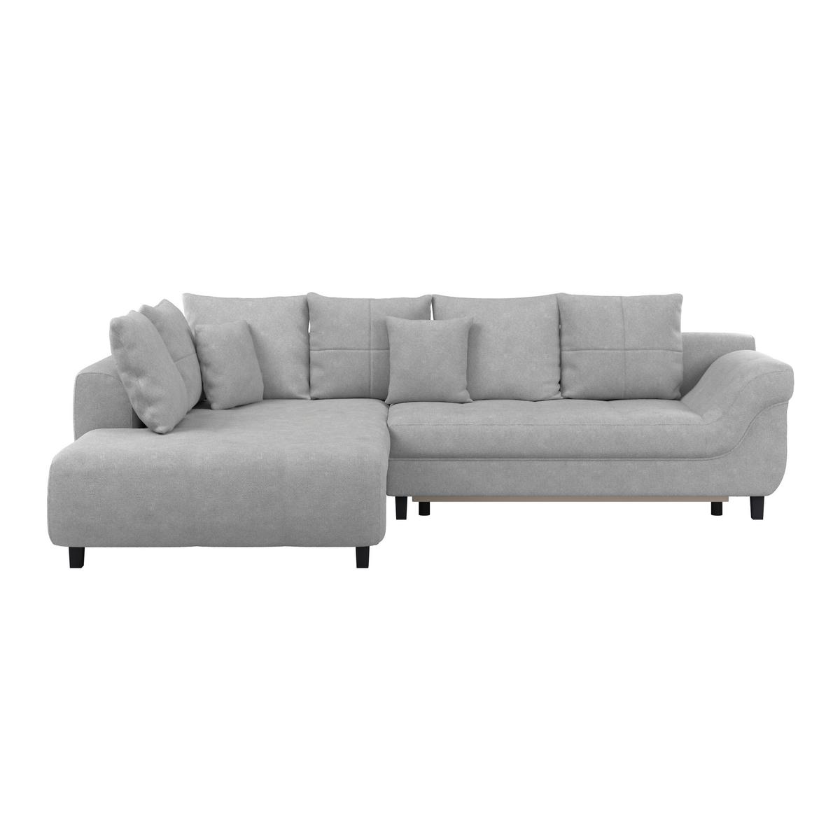 Ecksofa Mendoza - Silberfarben/Schwarz, Design, Textil (197/309cm) - Ondega