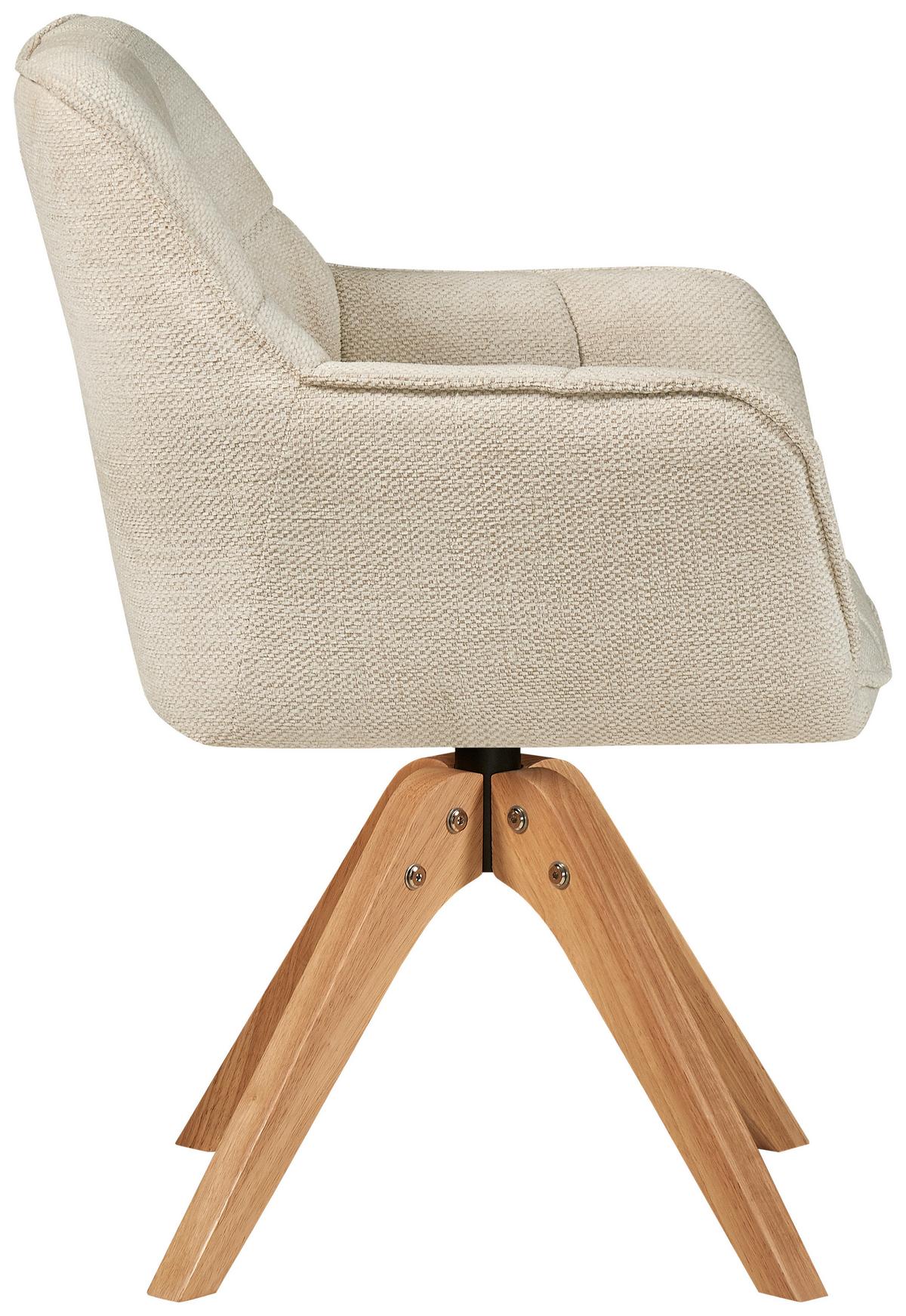 Stolička s podrúčkami béžová - svetlohnedá/béžová, Modern, drevo/textil (63/84/61cm) - MID.YOU