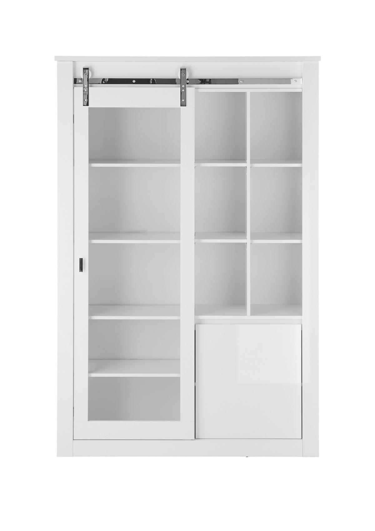 VITRINE Daytona Weiß HG B: 133cm - Weiß Hochglanz/Weiß, Design, Holzwerkstoff (133/201/38cm) - Livetastic