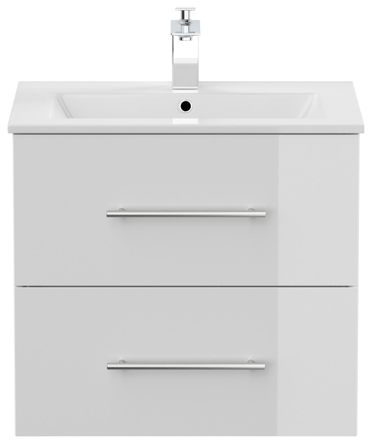 WASCHTISCHKOMBI Homeline, Weiß HG B: 61,5cm - Weiß Hochglanz/Weiß, Basics, Keramik/Holzwerkstoff (61,5cm) - MID.YOU