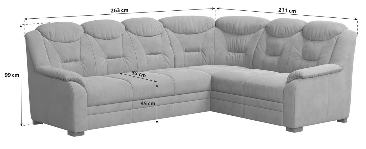 Ecksofa Marcus - Anthrazit/Schwarz, Basics, Textil (263/211cm) - MID.YOU