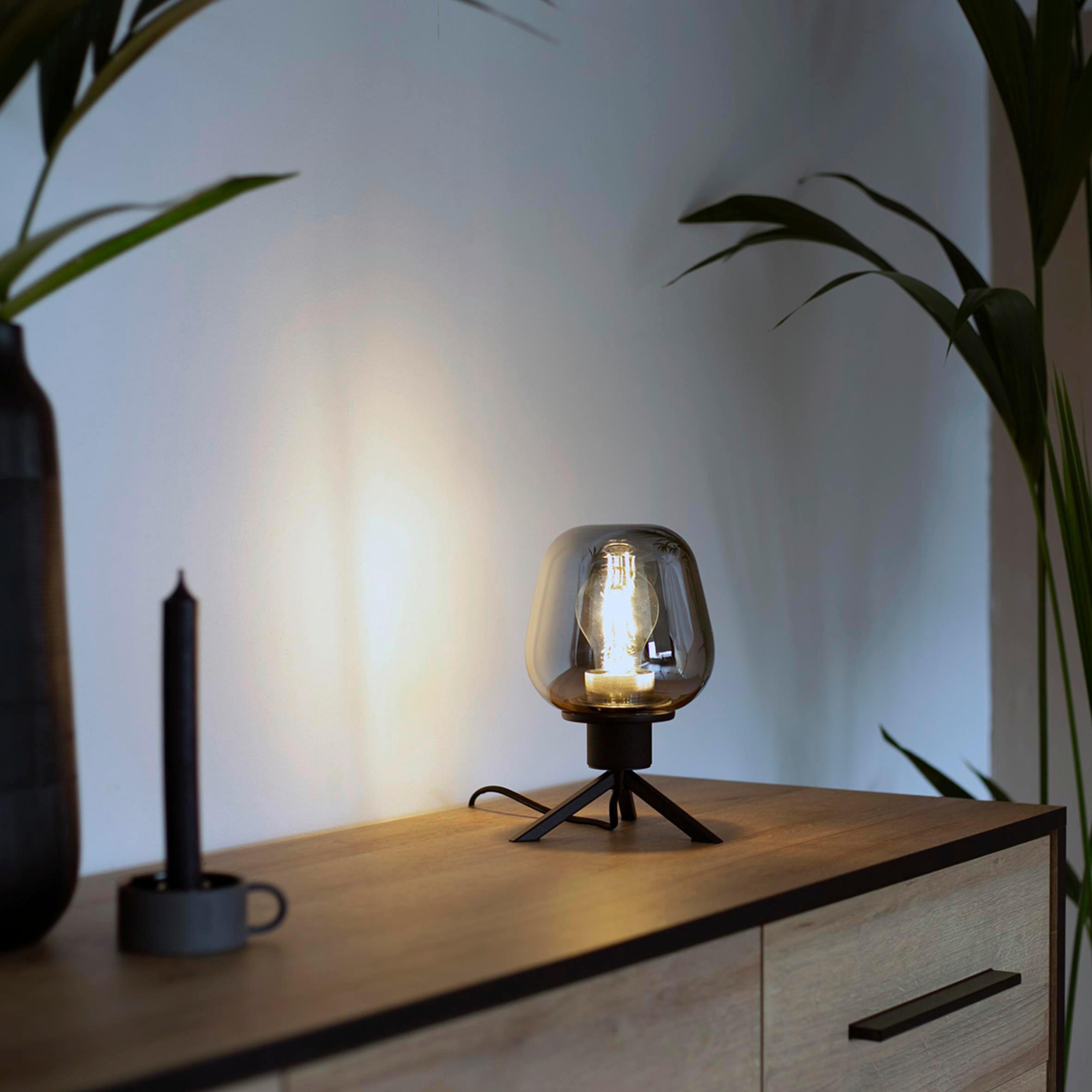 Tischleuchte Reflexion - Schwarz, Trend, Glas/Metall (15/23/15cm)