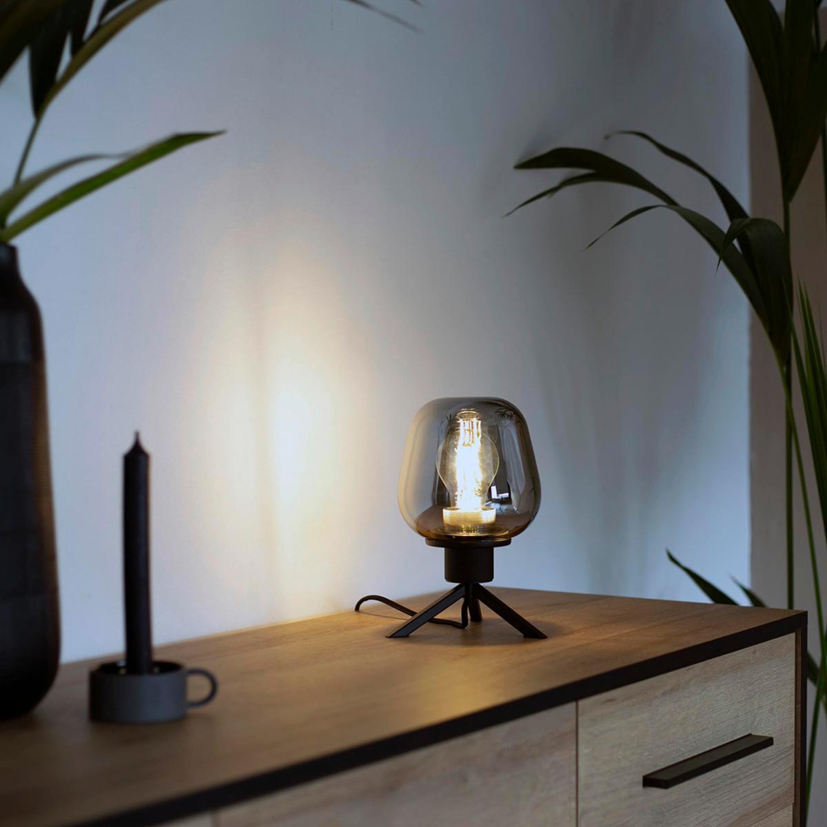 Tischleuchte Reflexion - Schwarz, Trend, Glas/Metall (15/23/15cm)