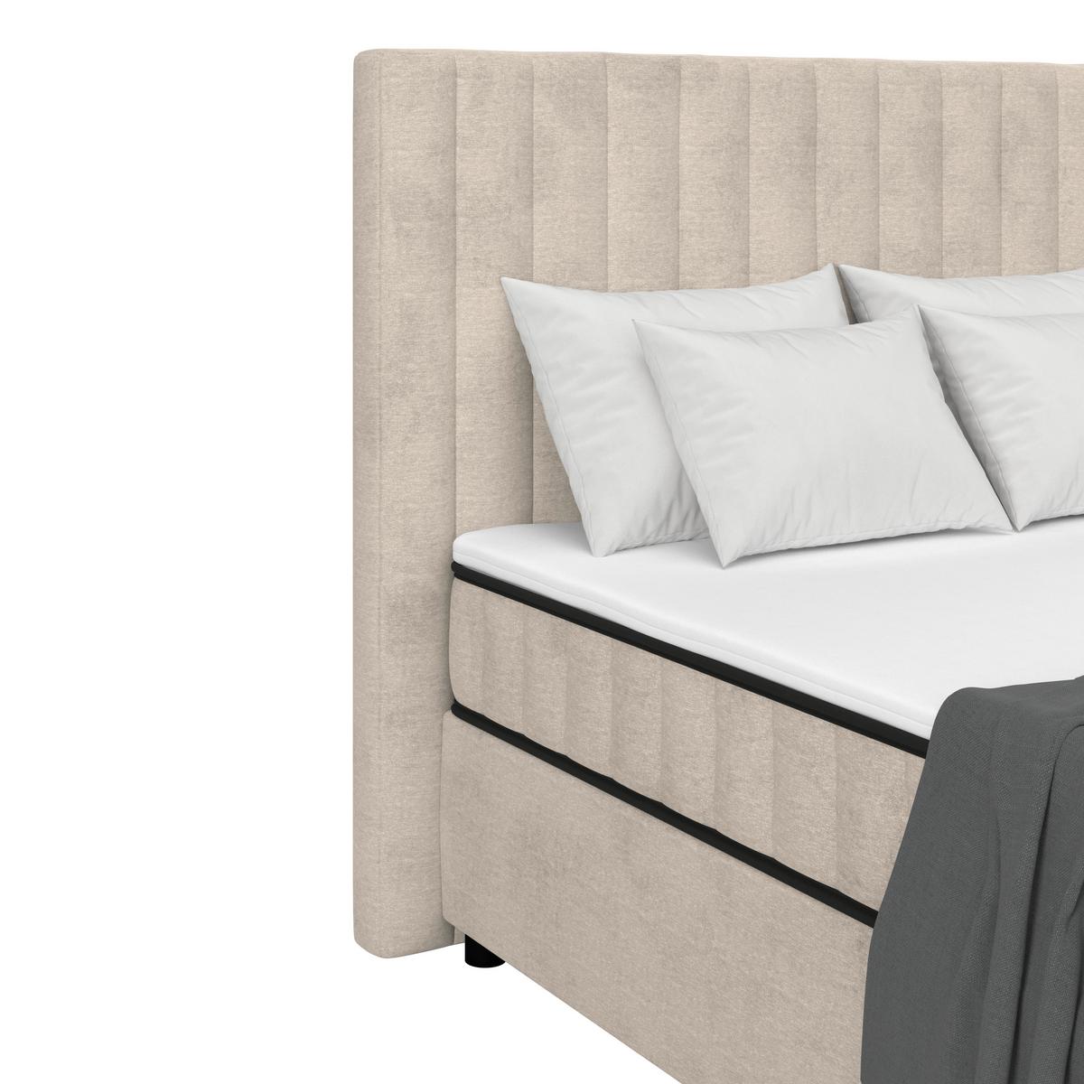 Boxbett Maya inkl. Bettkasten Sandfarben 140x220 cm - Sandfarben/Schwarz, MODERN, Holz/Holzwerkstoff (140/220cm)