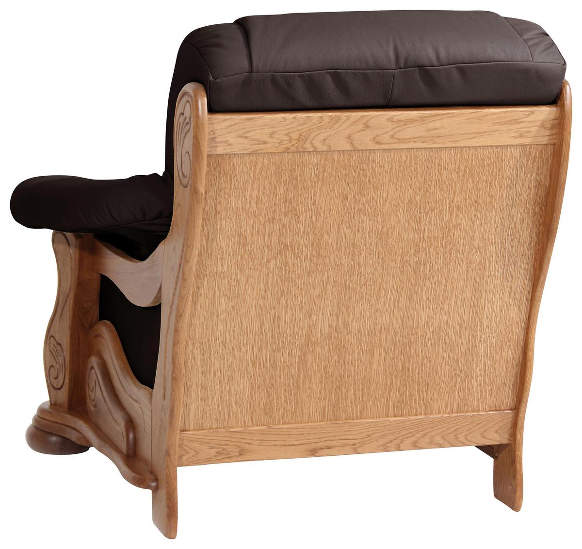 Polstersessel Mit Armlehnen Tennessee Echtleder Braun - Eichefarben/Braun, LIFESTYLE, Leder/Holz (104/95/95cm) - Max Winzer