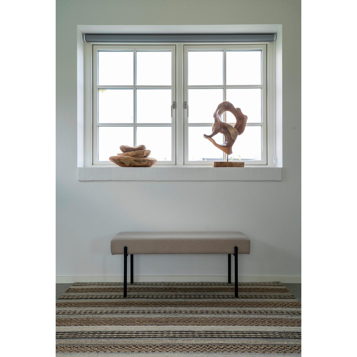 GARDEROBENBANK Swindon, Greige B: 100 cm - Greige/Schwarz, Design, Kunststoff/Textil (100/42,5/36cm) - MID.YOU
