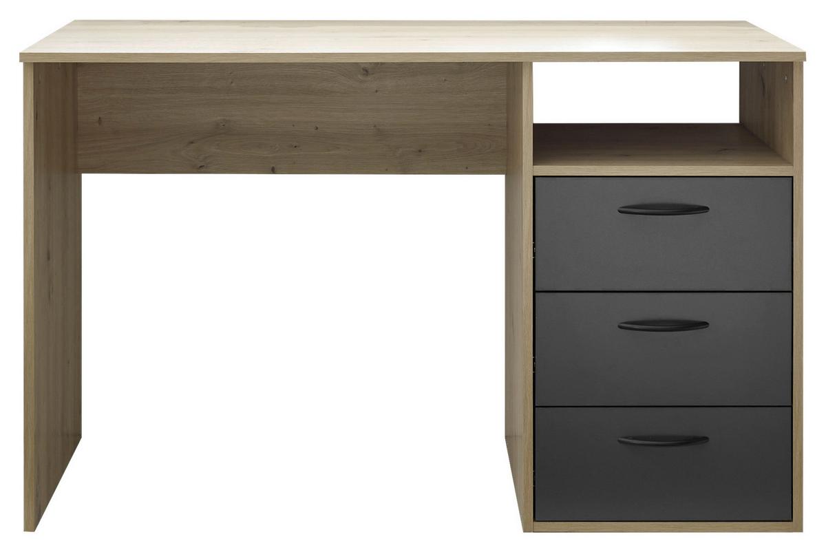 Schreibtisch Liam - Graphitfarben/Eiche Artisan, KONVENTIONELL, Holzwerkstoff (120/54/75cm)