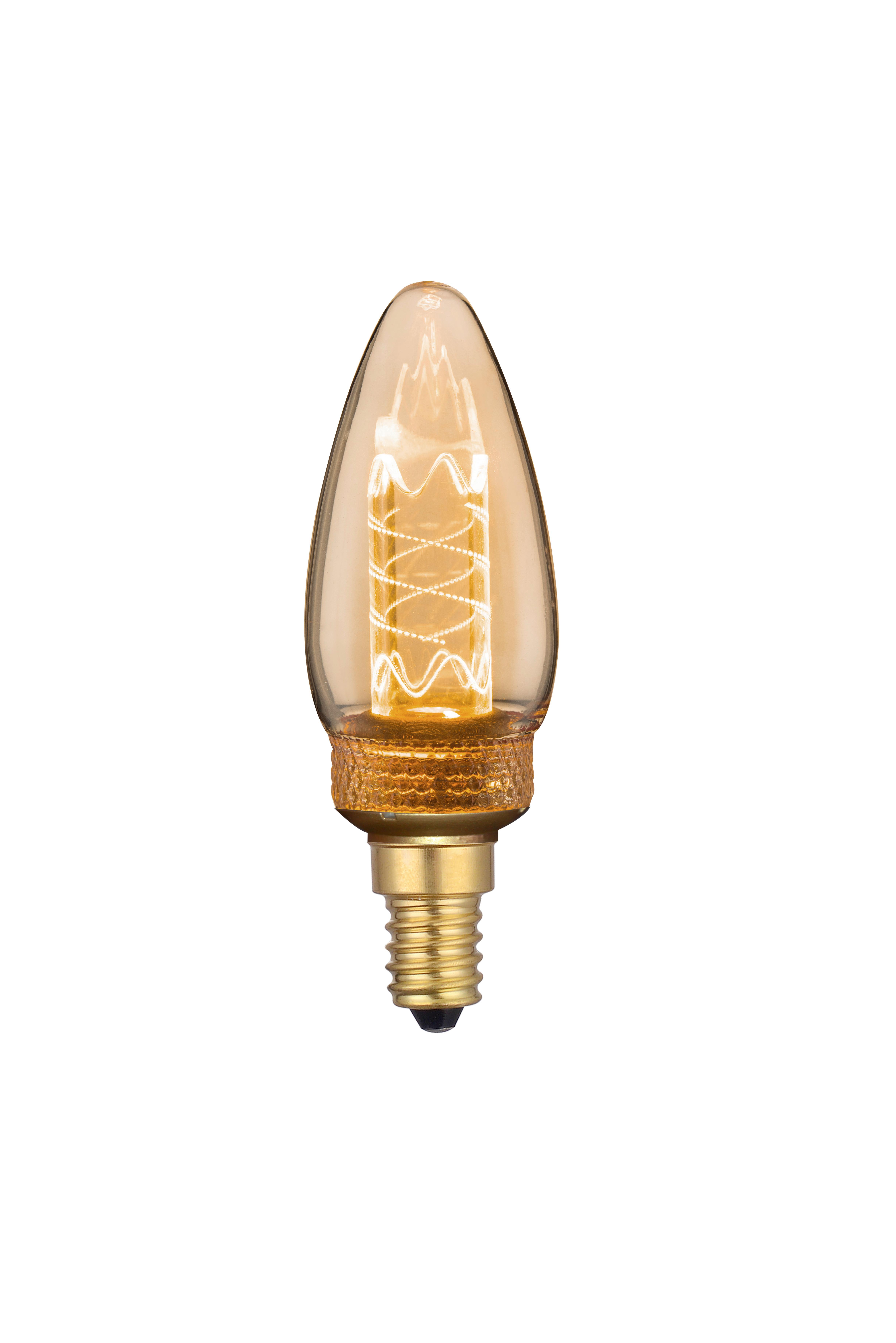 LED žárovka Acrli, E14, 2 Watt - jantarové barvy, Romantický / Rustikální, sklo (3,5/10cm) - Mömax