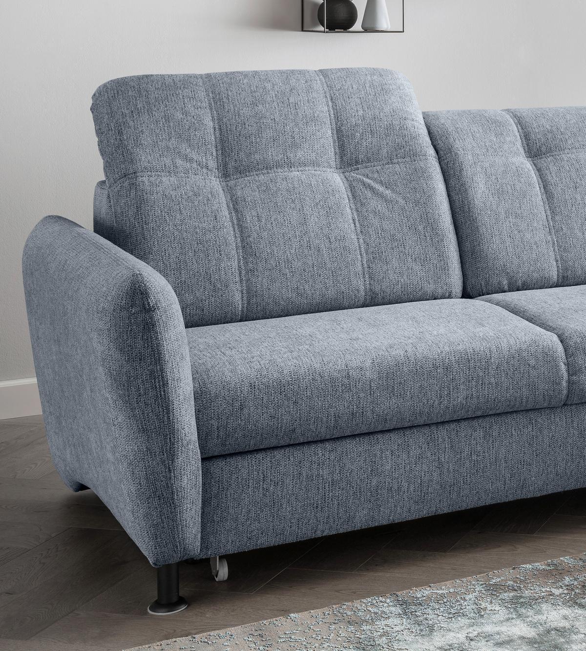 Ecksofa Minori Chenille Hellblau, S: 267x184 Cm - Schwarz/Hellblau, MODERN, Textil (267/184cm) - Livetastic