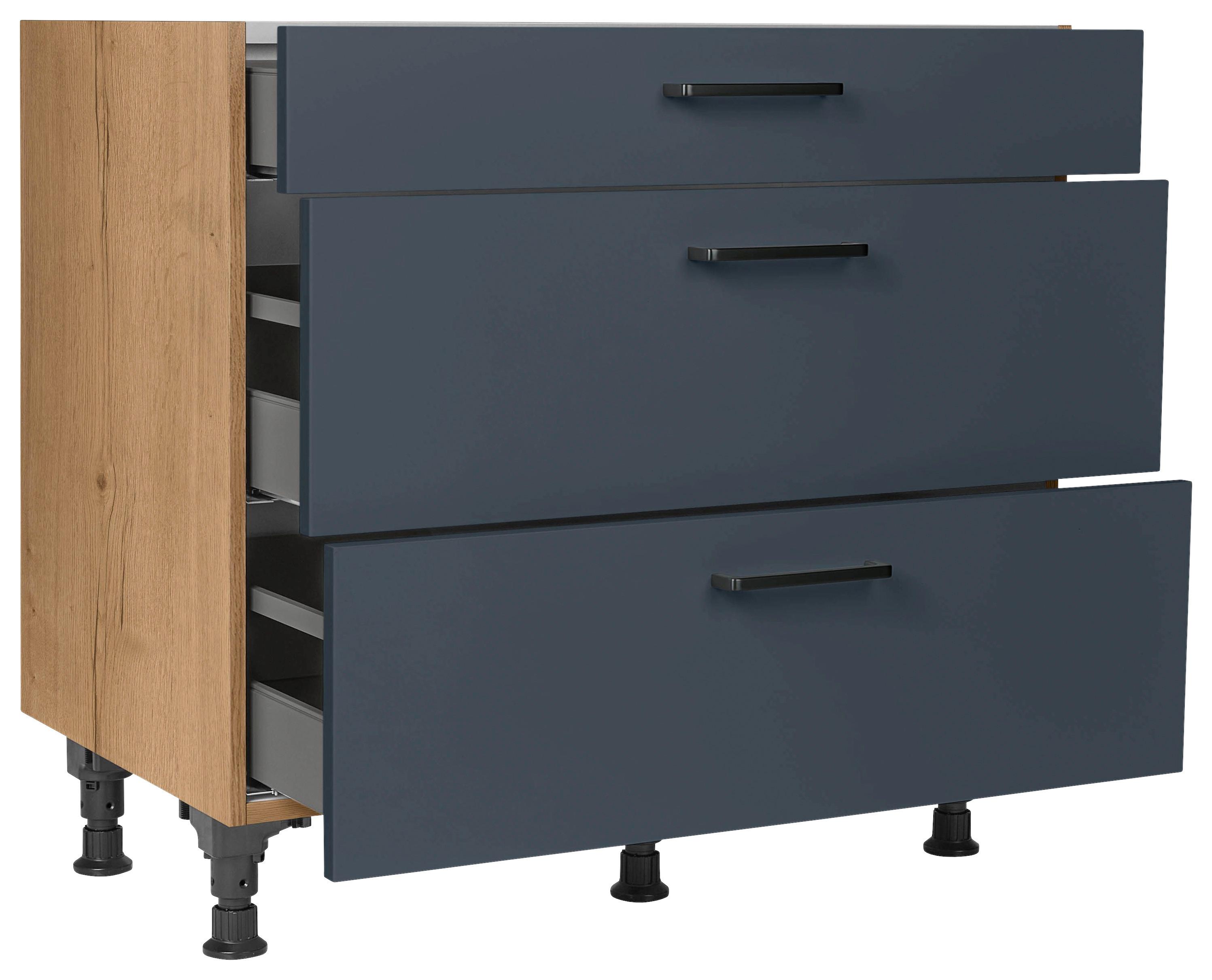 Schubkastenunterschrank Easytouch - Blau/Eichefarben, MODERN, Holzwerkstoff (90/87/56cm) - Nobilia