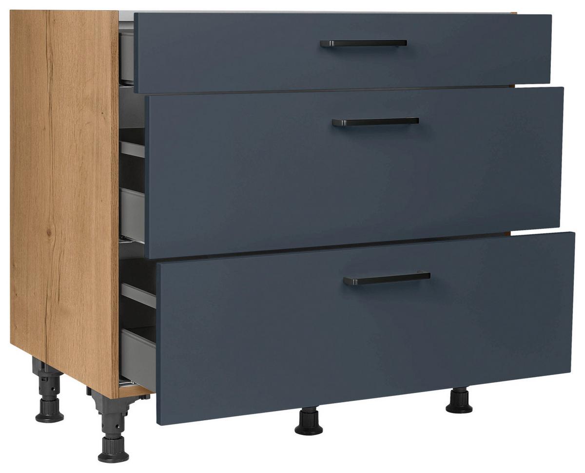 Schubkastenunterschrank Easytouch - Blau/Eichefarben, MODERN, Holzwerkstoff (90/87/56cm) - Nobilia