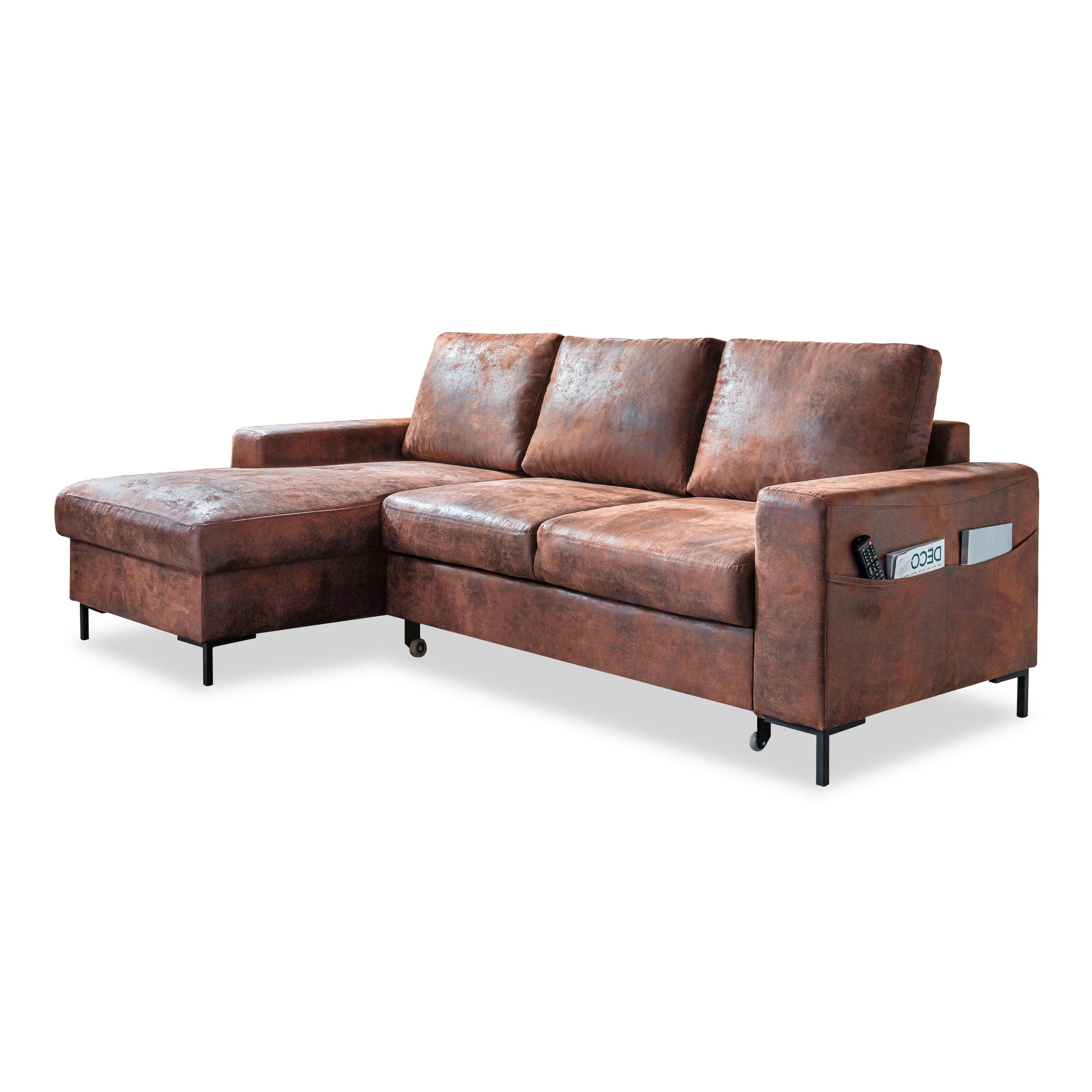 Ecksofa Mit Schlaffunktion & Bettkasten Lofty Lilly Vintage - Schwarz/Braun, MODERN, Textil (149/236cm) - MID.YOU