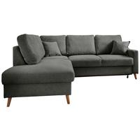 Ecksofa mit Schlaffunktion Valentina mit Kissen Anthrazit - Anthrazit/Naturfarben, KONVENTIONELL, Textil (200/230cm) - P & B