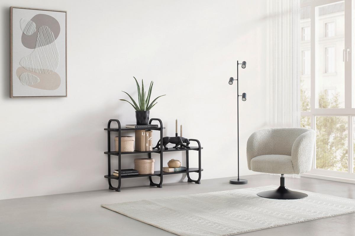 REGÁL BEND -EXKLUSIV- - čierna, Modern, kov/kompozitné drevo (115/72/27cm) - Mömax