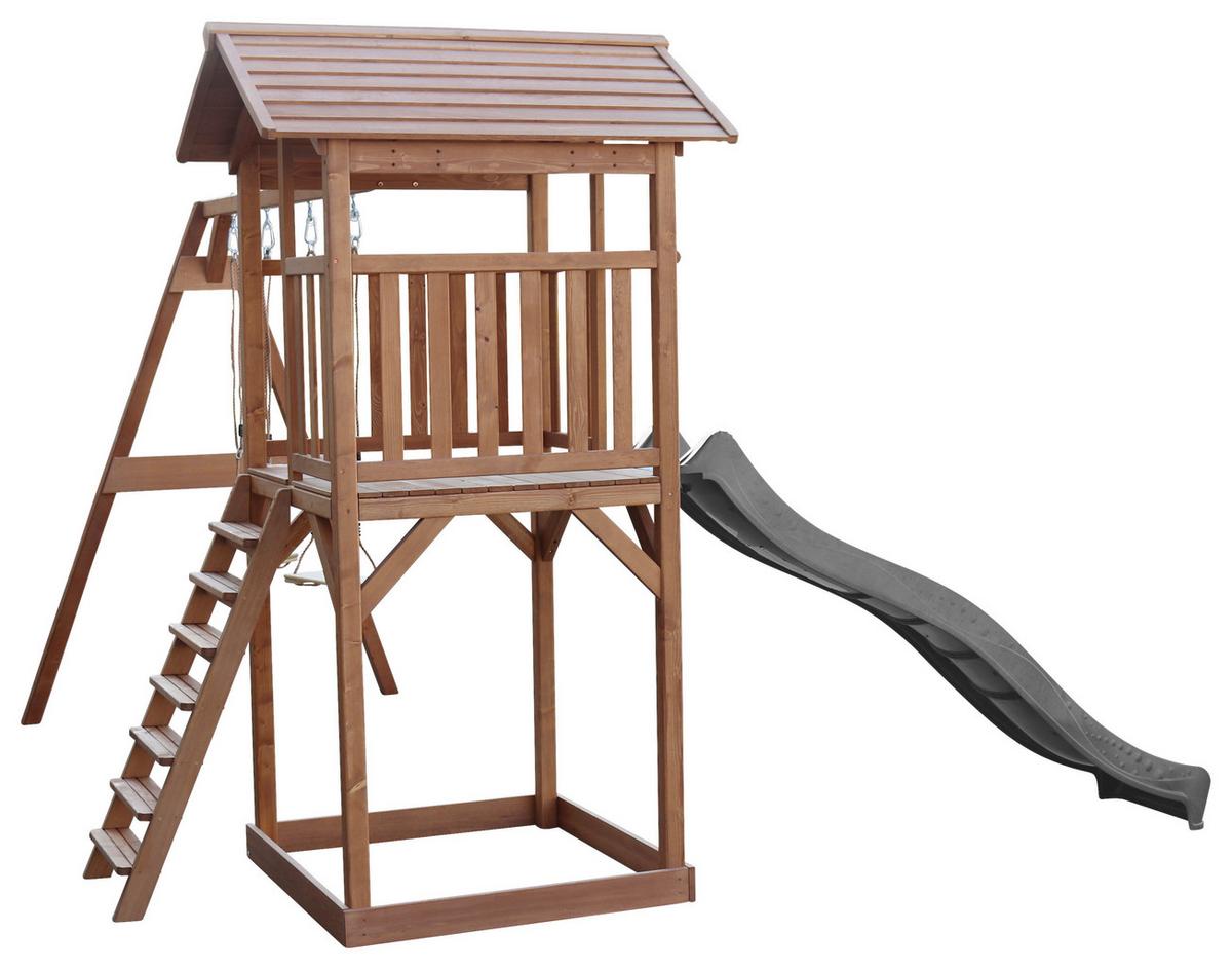 Spielturm A025.122.80 - Braun/Grau, KONVENTIONELL, Holz/Kunststoff (356,6/241,9/349cm) - Ambia Garden