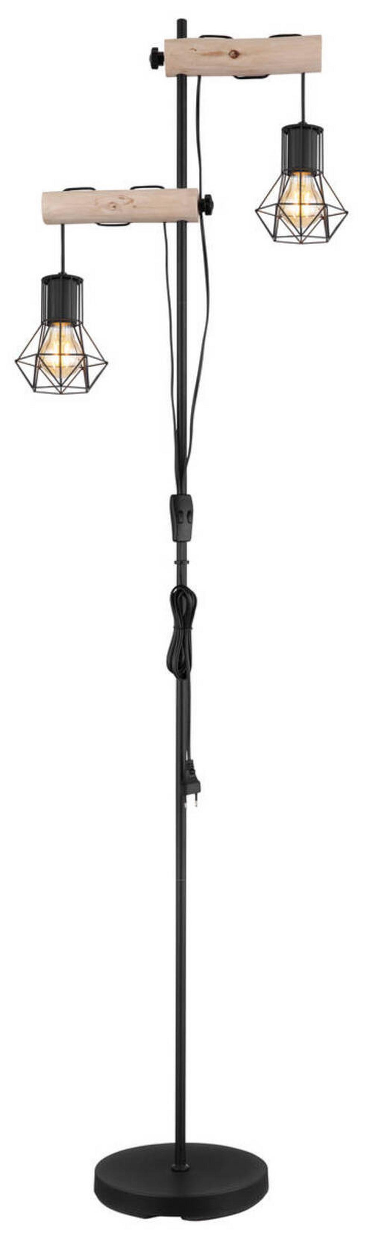 Stehleuchte 54017-2s - Schwarz/Naturfarben, Natur, Holz/Metall (48/25/168cm) - Globo