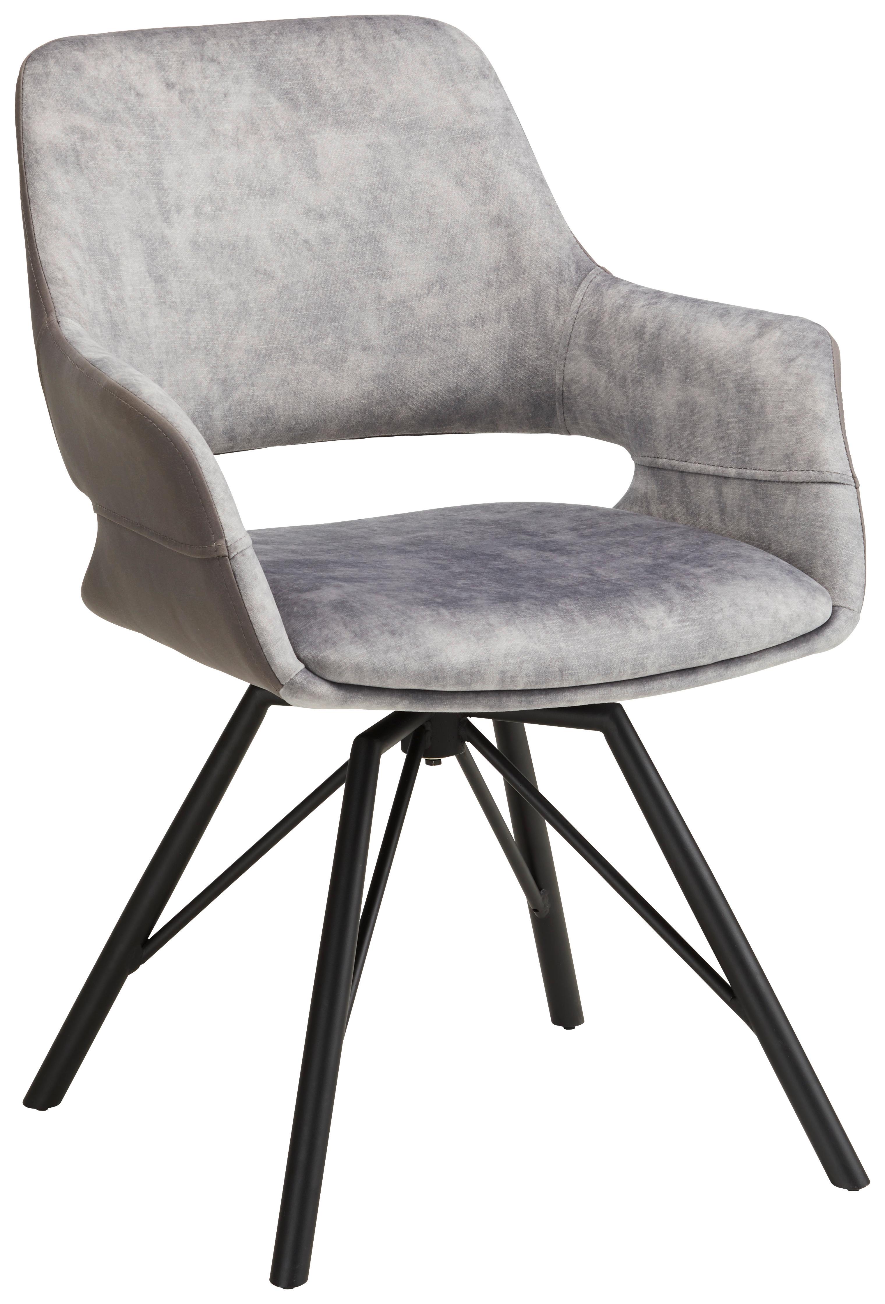 ŽIDLE S PODRUČKAMI ADRIANA - šedá/černá, Moderní, kov/dřevo (61/85/62,5cm) - Premium Living