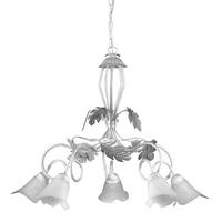 Kronleuchter 4836/5 - Silberfarben/Weiß, KONVENTIONELL, Glas/Metall (90/130cm)