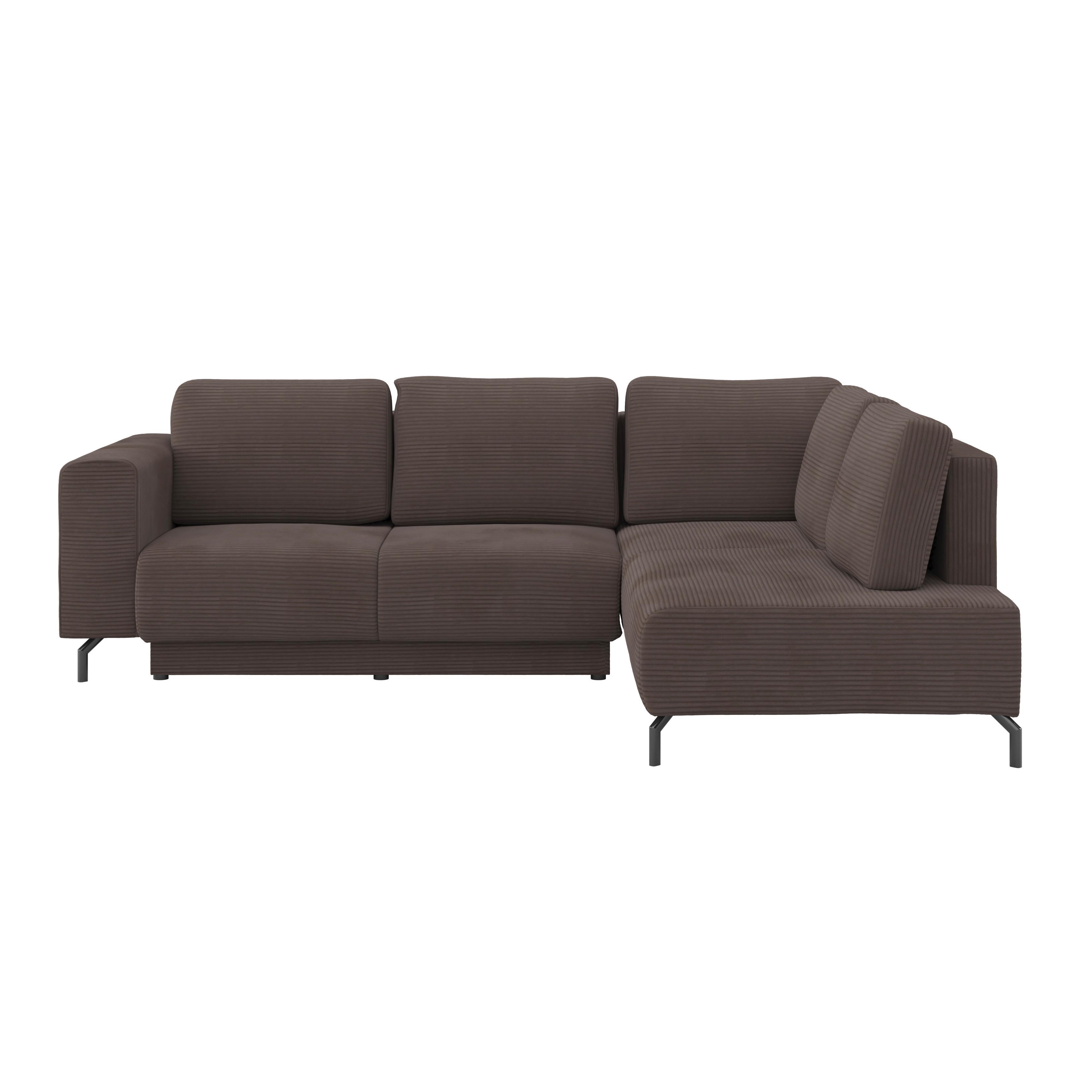 Rohová sedačka VENI, pravá, hnědý manšestr - černá/hnědá, Moderní, textil (272/210cm) - Ondega