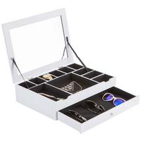 Schmuckkästchen Mia Weiß Mit Spiegel und Lade - Weiß, MODERN, Glas/Holzwerkstoff (40/30/10cm)