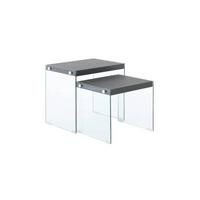 Beistelltisch 2er-set Elementary Schwarz - Klar/Schwarz, Basics, Glas/Holzwerkstoff - Kayoom