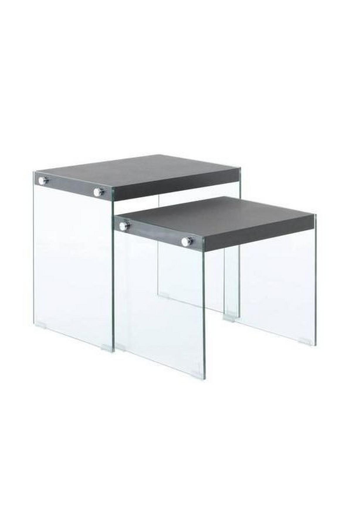 Beistelltisch 2er-set Elementary Schwarz - Klar/Schwarz, Basics, Glas/Holzwerkstoff - Kayoom