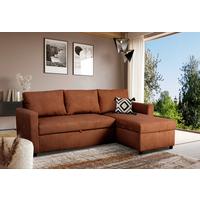 Ecksofa mit Schlaffunktion & Bettkasten Paris Terracotta - Terracotta, Basics, Holz/Holzwerkstoff (215/145cm)