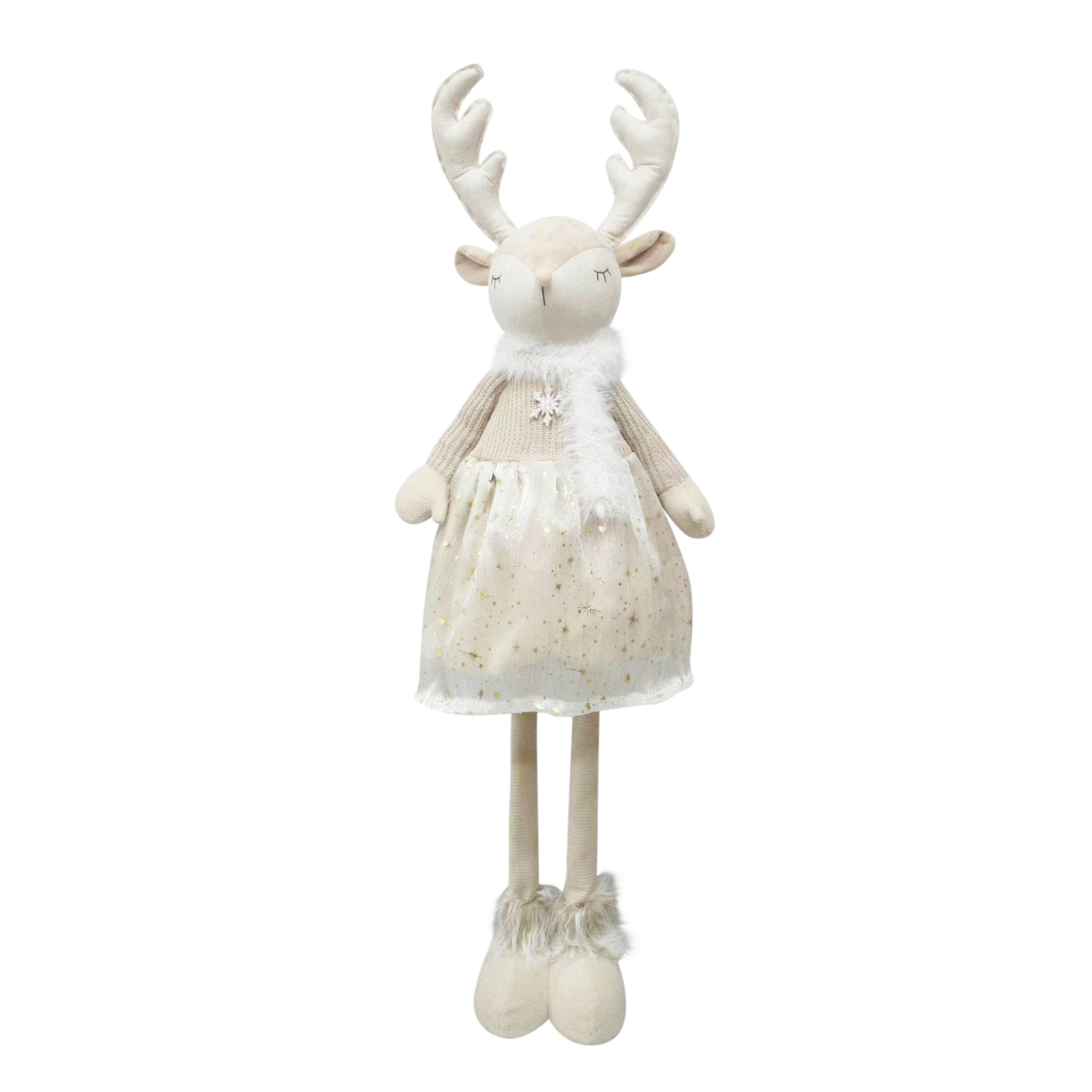 Dekorační sob teleskopické nohy 65-100cm - krémová/barvy zlata, Konvenční, kov/textil (32/22/65-100cm) - Mömax