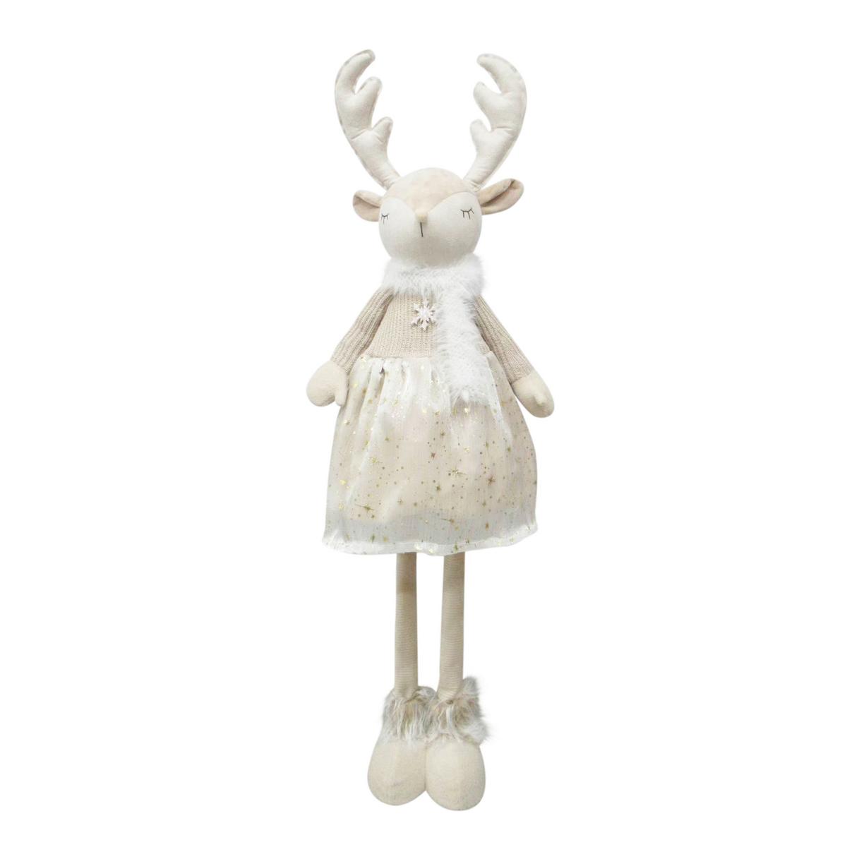 Dekorační sob teleskopické nohy 65-100cm - krémová/barvy zlata, Konvenční, kov/textil (32/22/65-100cm) - Mömax