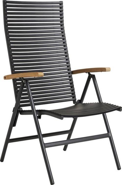 Gartenstuhl Klappbar Mood Position Kunststoff - Anthrazit/Schwarz, KONVENTIONELL, Holz/Kunststoff (60/111/72cm) - Gardenson