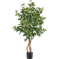 Kunstpflanze Ficus Benjamina H: 110 cm - Schwarz/Braun, Design, Kunststoff (110cm) - P & B