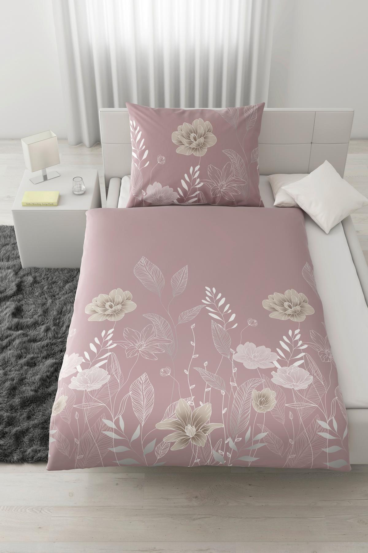 Posteľná bielizeň Nala, 70/90 140/200cm - hnedofialová, Romantik / Landhaus, textil (140/200cm) - Mömax