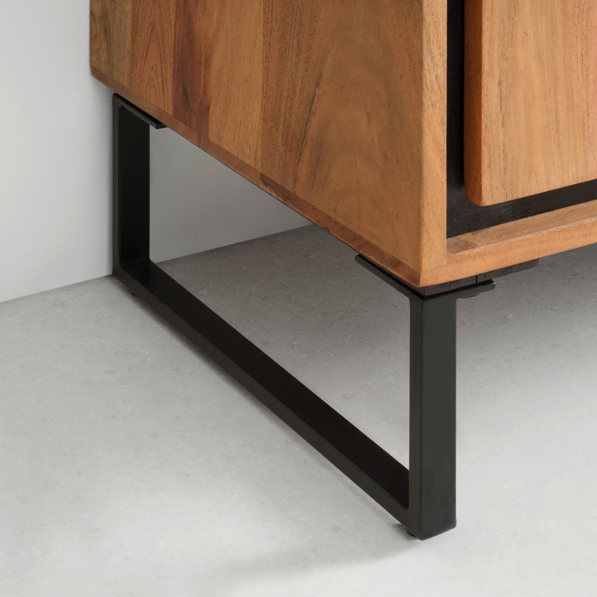 Regál SHIVA SHIVA - černá/barvy akácie, Moderní, kov/dřevo (88/195/40cm)