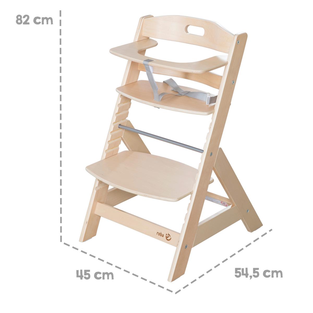 Hochstuhl höhenverstellbar natur lackiert - Naturfarben, MODERN, Holzwerkstoff/Textil (44,5/80/54cm) - Roba