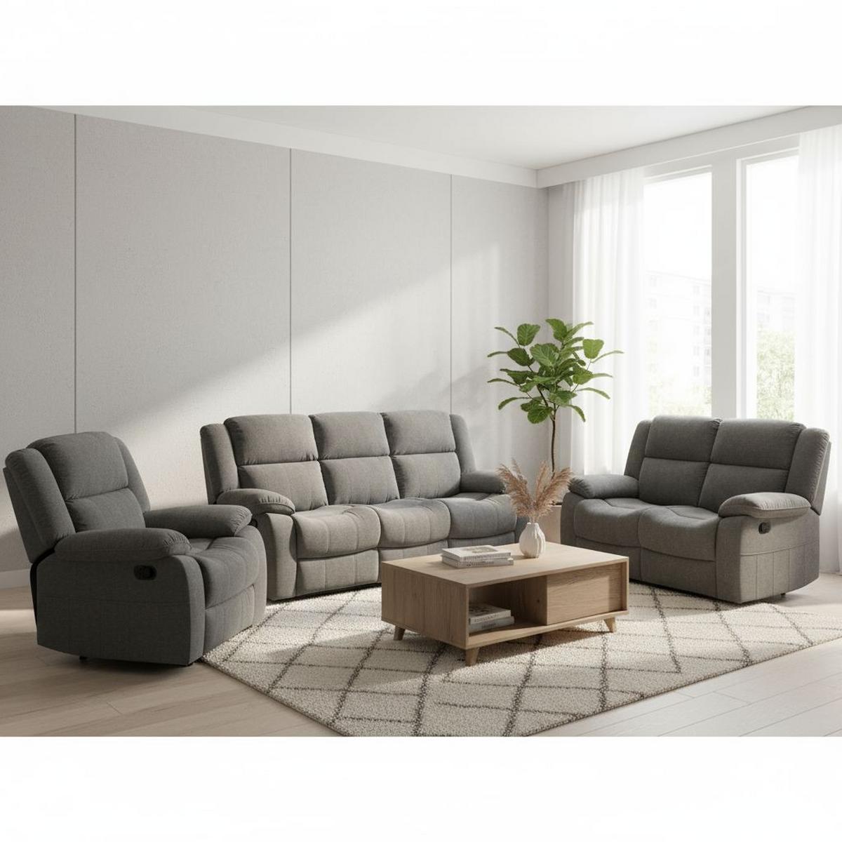 2-Sitzer-Sofa Chester Mit Relaxfunktion Grau B: 153 cm - Schwarz/Grau, Basics, Textil (153/101/90cm) - P & B