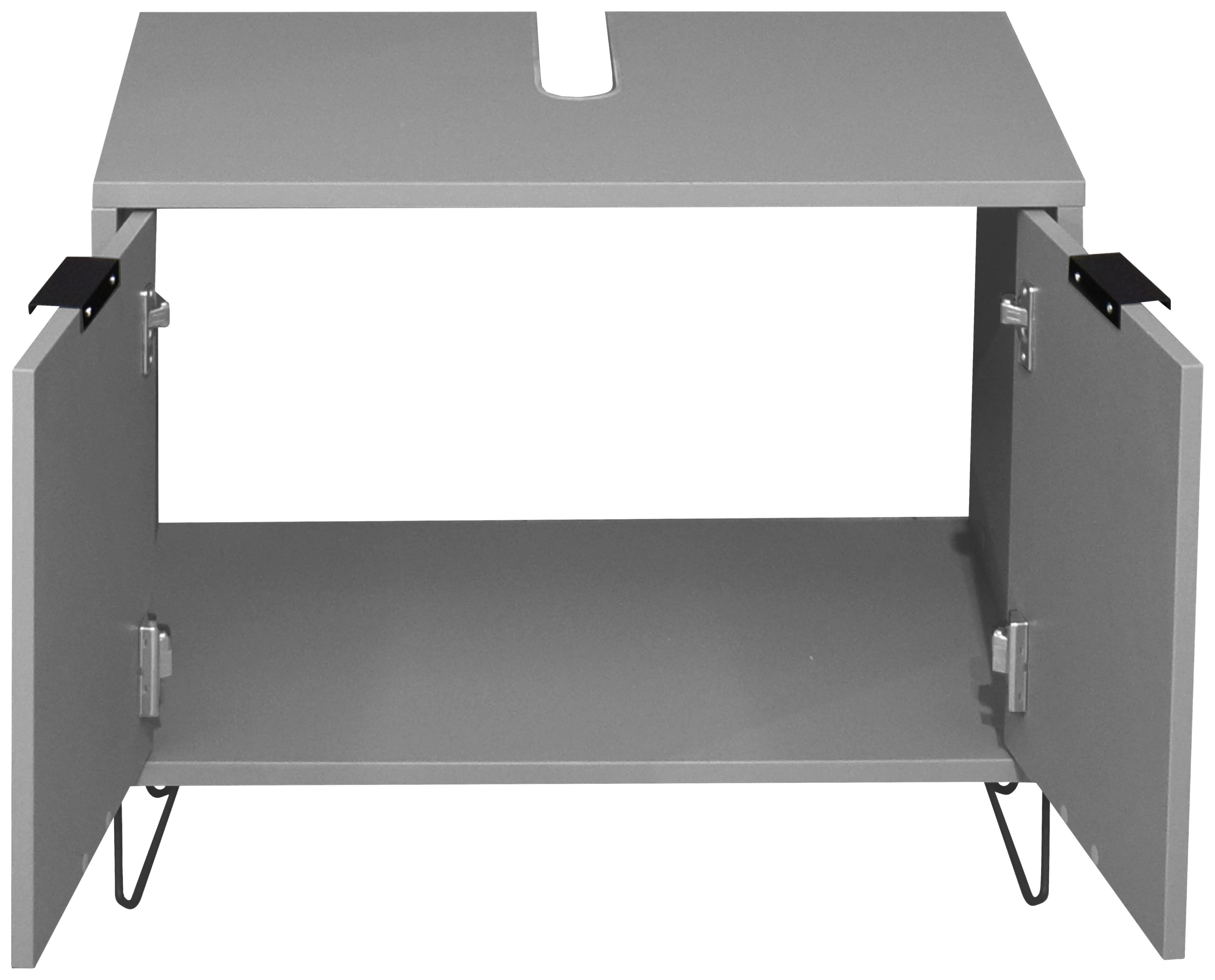 Waschbeckenunterschrank Bonnie Grau, B: 71 cm - Schwarz/Grau, MODERN, Holzwerkstoff (71/58/45cm) - Livetastic