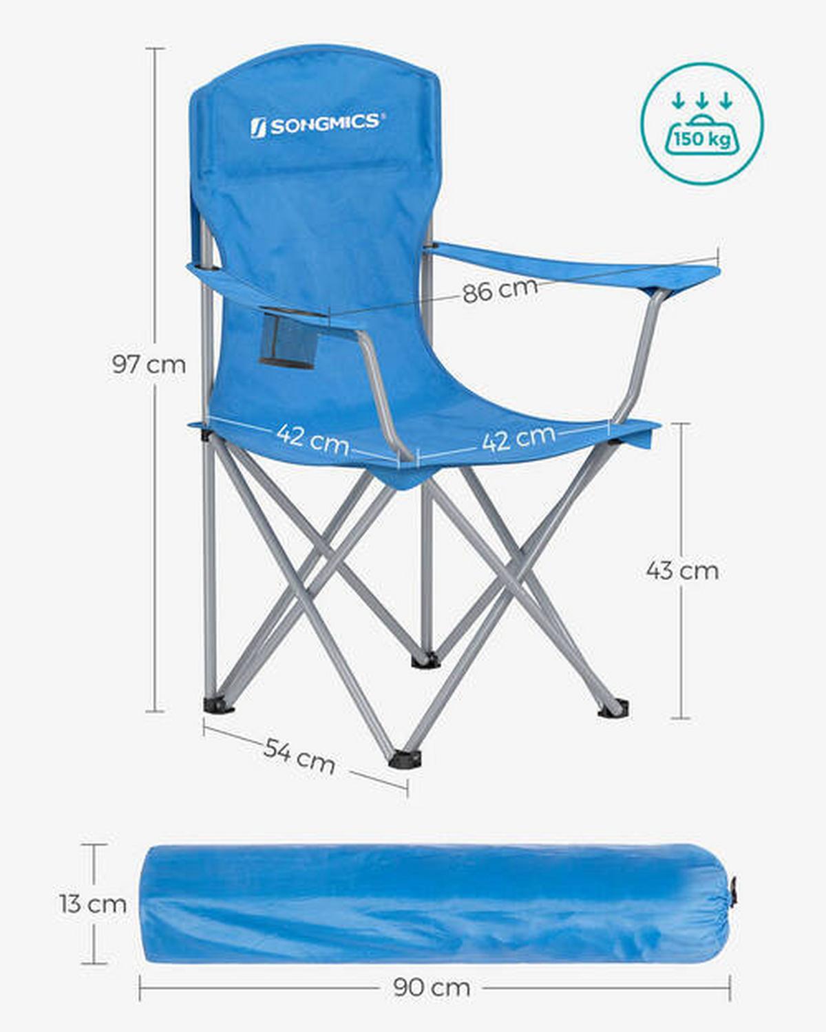 Campingsessel 2-tlg. Set, Inkl. Tragetasche, B: 86 Cm - Blau/Silberfarben, Basics, Textil/Metall (86/97/54cm) - Modante