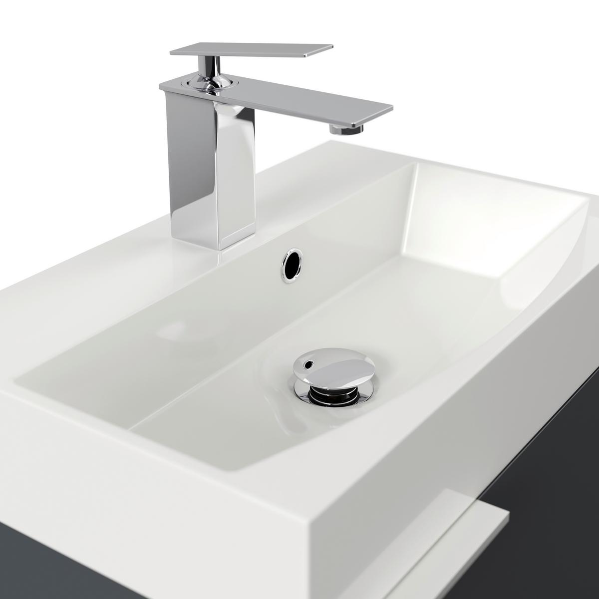 Gästebad Cubi Graphitfarben B: 50 cm - Graphitfarben/Weiß, MODERN, Holzwerkstoff/Stein (50cm) - MID.YOU