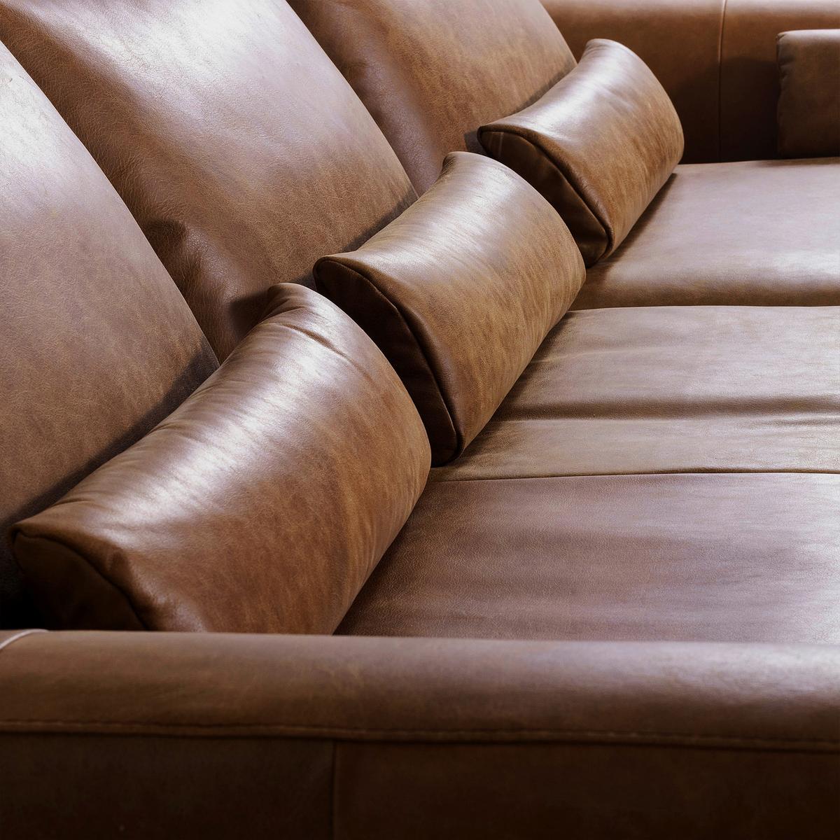 Ecksofa Berlin Cognac S: 313 cm - Cognac/Schwarz, Design, Leder (313/172cm) - Livetastic