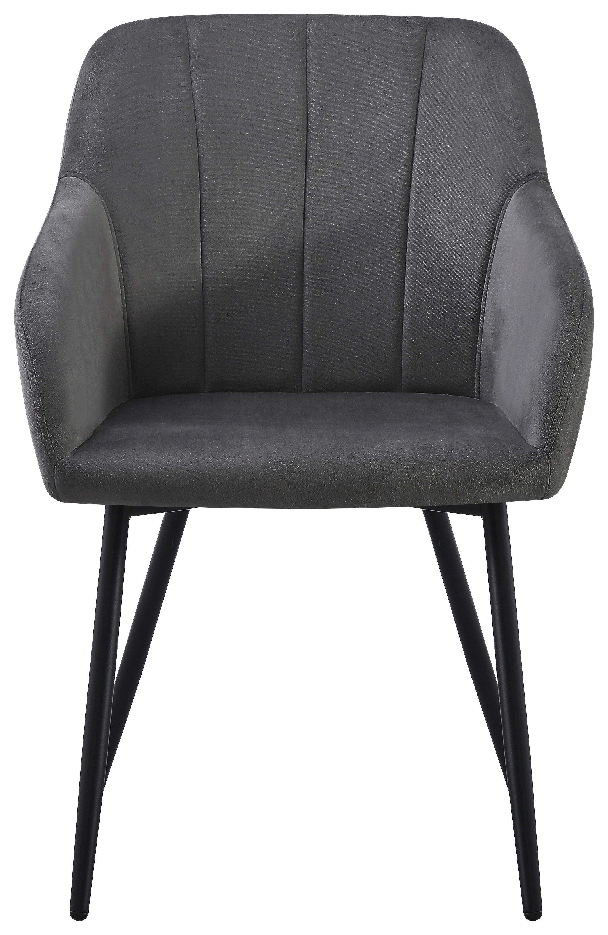 Armlehnstuhl Jenke Samt Anthrazit, B: 56 cm - Anthrazit/Schwarz, KONVENTIONELL, Textil/Metall (56/82/62cm) - Nedis SmartLife