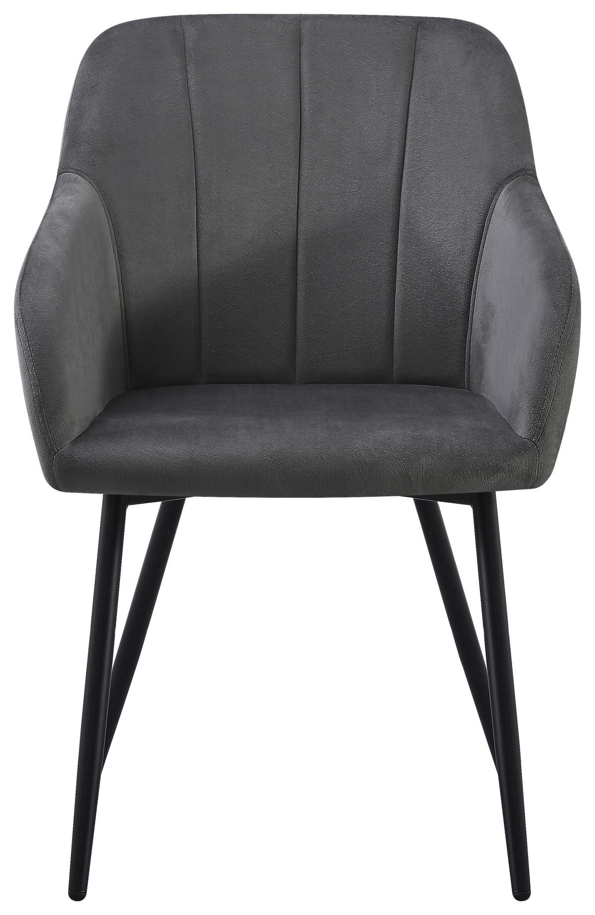 Armlehnstuhl Jenke Samt Anthrazit, B: 56 cm - Anthrazit/Schwarz, KONVENTIONELL, Textil/Metall (56/82/62cm) - Nedis SmartLife
