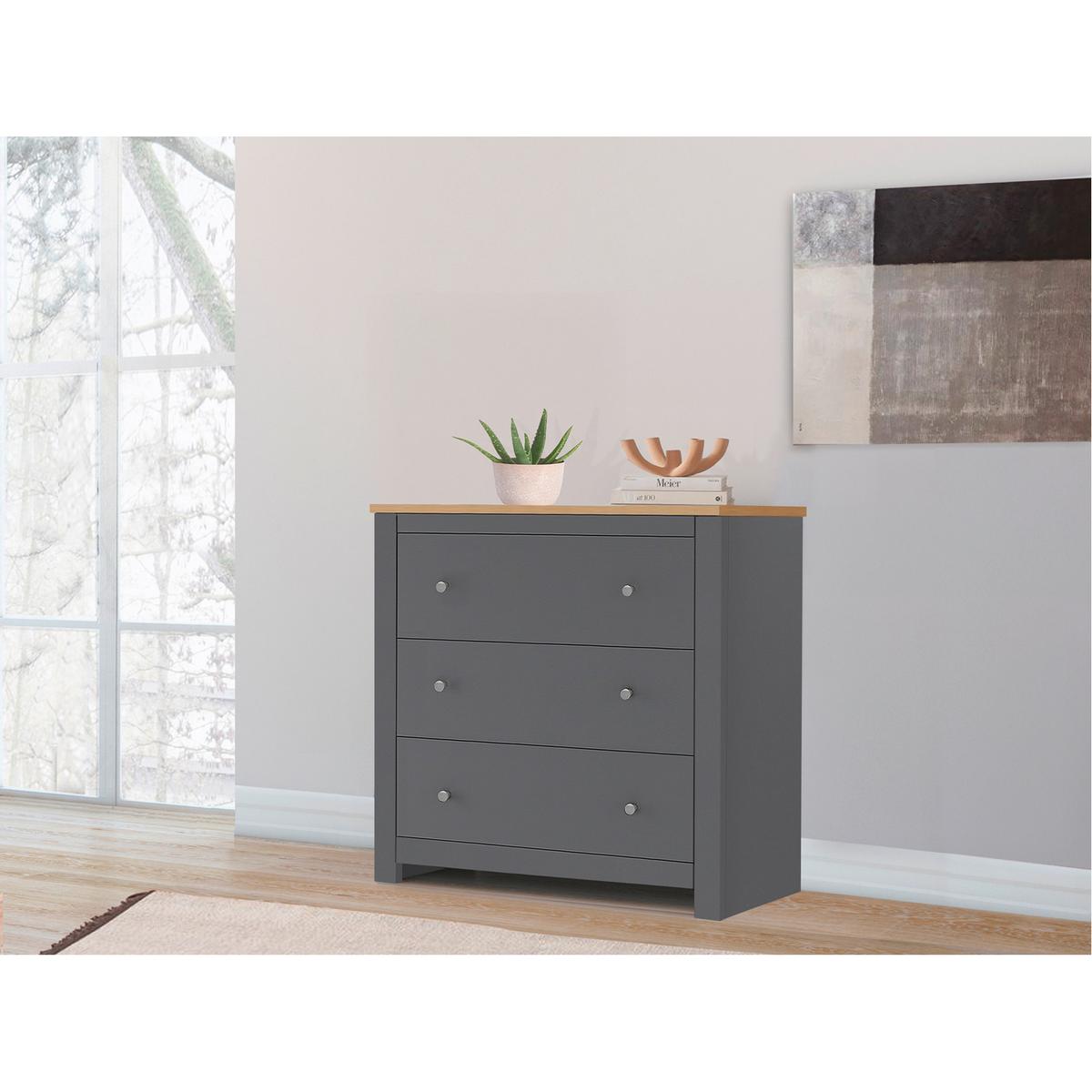 Kommode Emerald Grau Naturfarben - Naturfarben/Grau, Design, Holzwerkstoff/Metall (79/81/35cm) - MID.YOU