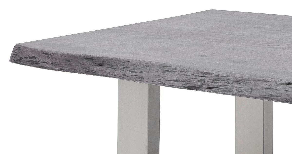 Couchtisch Holz Massiv Cartagena Grau/edelstahlf. - Edelstahlfarben/Grau, MODERN, Holz/Metall (110/45/70cm)