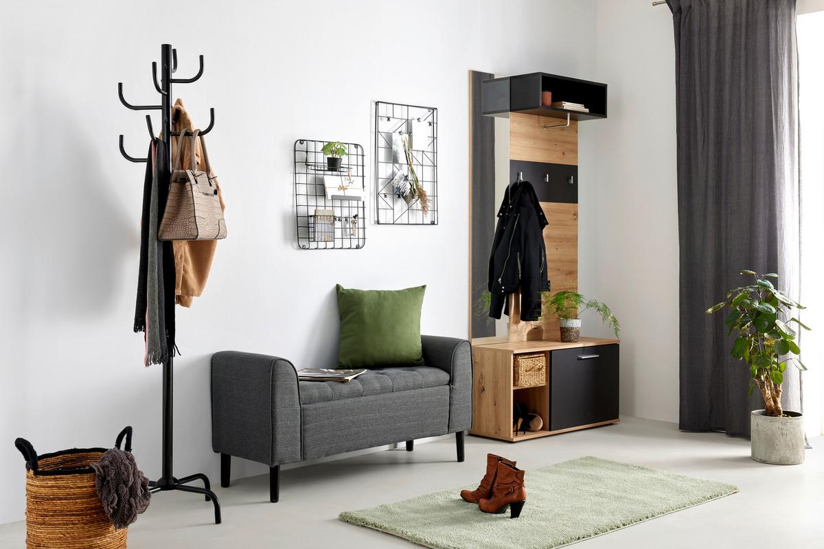 Šatna URBINO - šedá/barvy dubu, Moderní, kompozitní dřevo (90/194/30,4cm) - Based