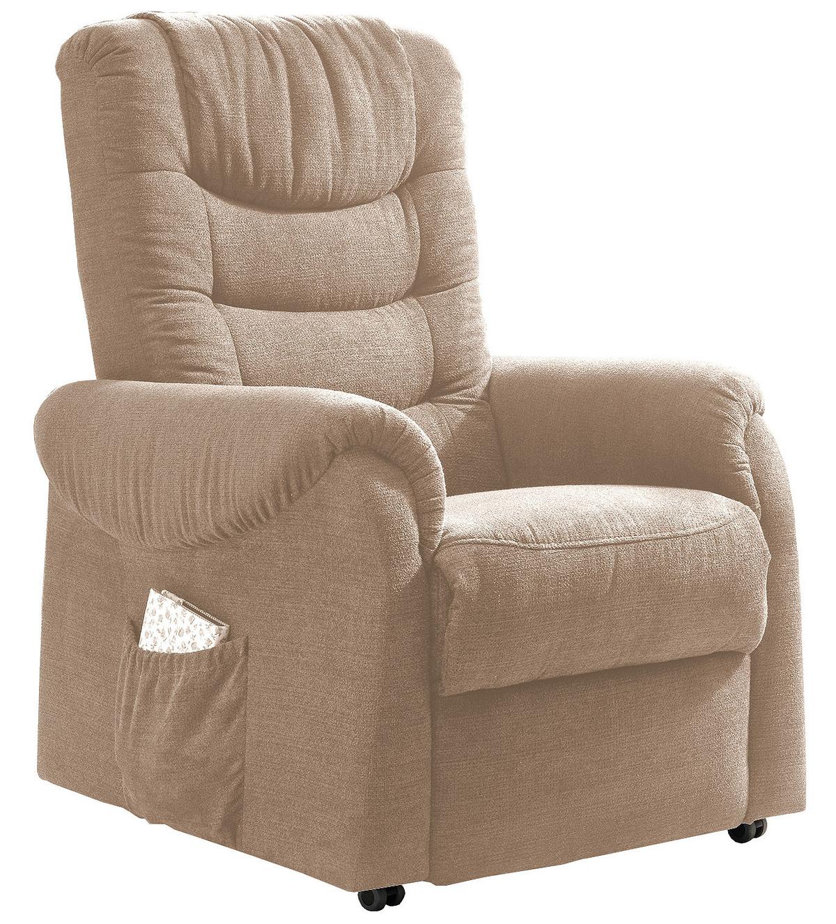 Fernsehsessel Nino Hellbraun B: 76 cm - Hellbraun/Dunkelgrün, Design, Holz/Textil (76/106/94cm) - Livetastic