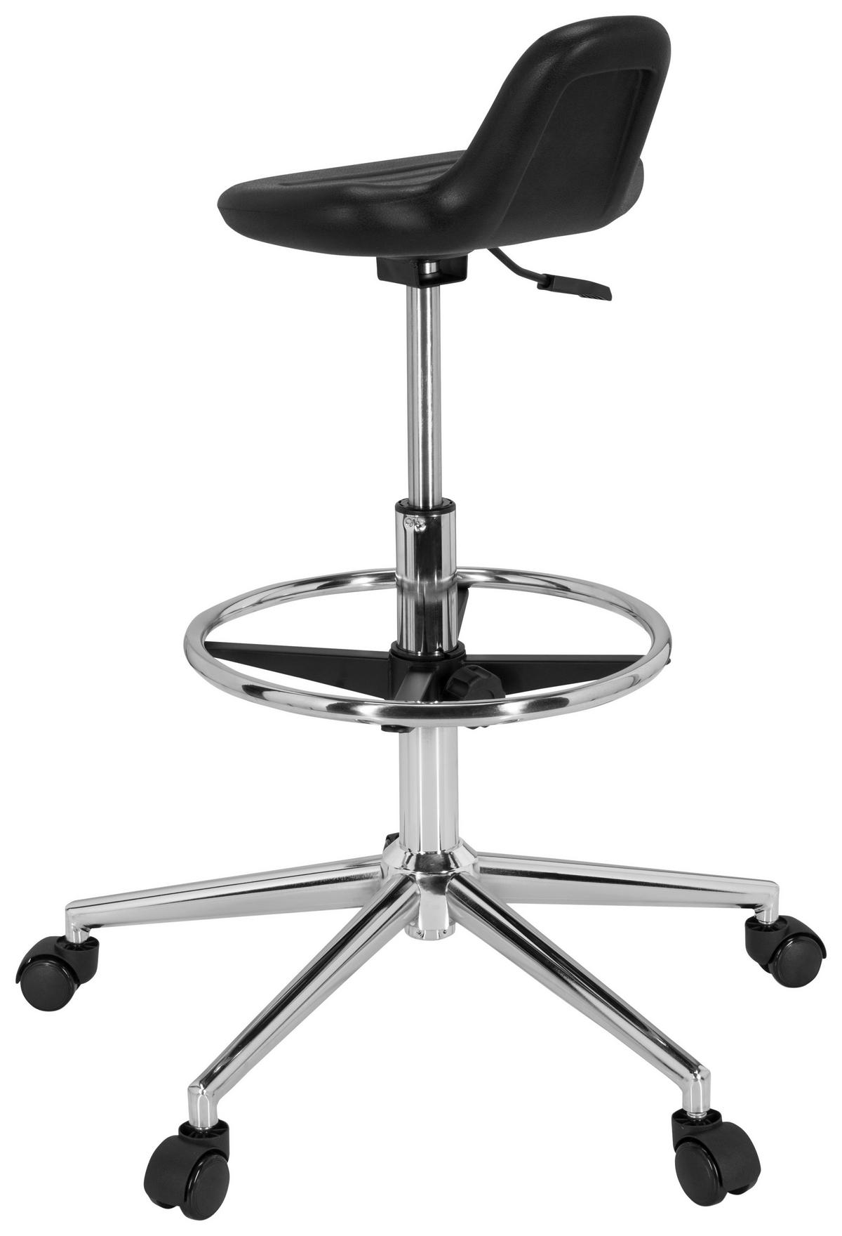 Bürohocker Top Work 03 Schwarz Bis 100 Kg - Silberfarben/Schwarz, Basics, Kunststoff/Metall (40/61/60cm) - MID.YOU