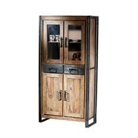 VITRINE Naturfarben/Schwarz B: 90cm - Schwarz/Naturfarben, Design, Holz/Metall (90/180/40cm) - MID.YOU